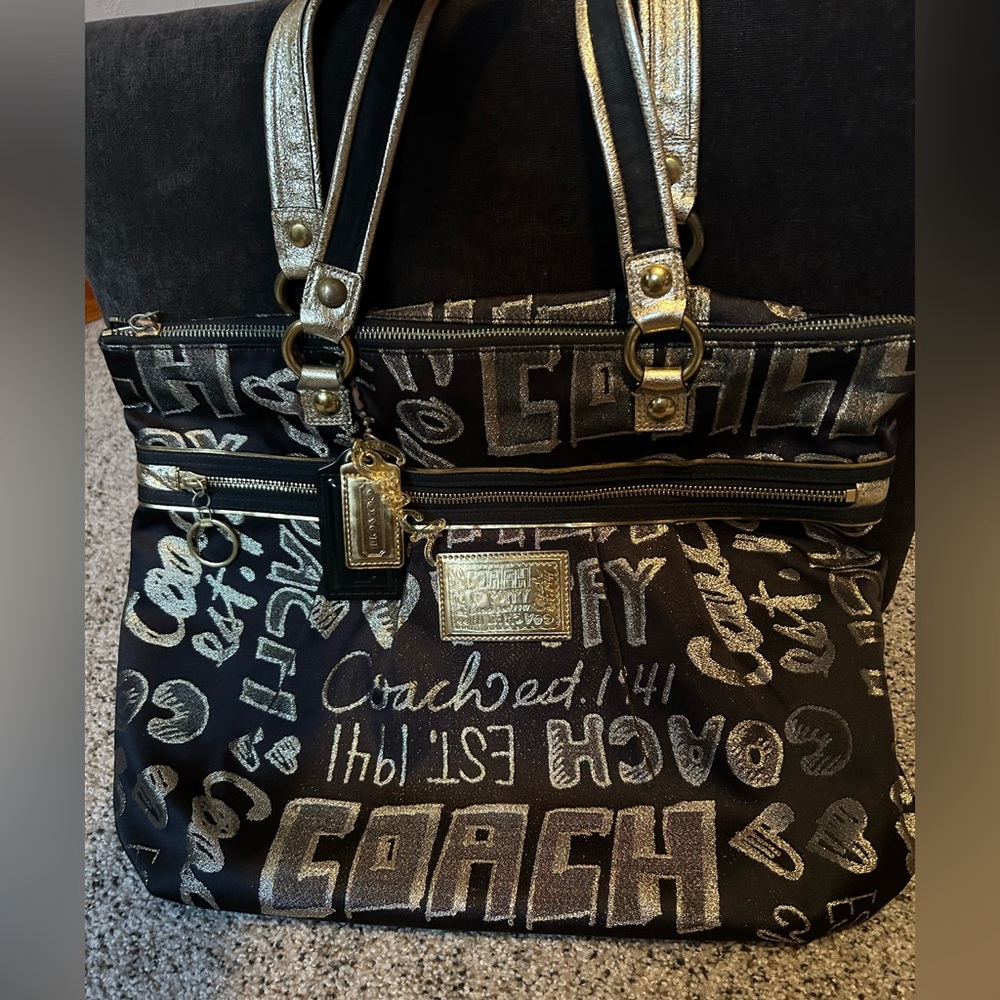 Gently Used Black & Gold Coach Poppy Handbag